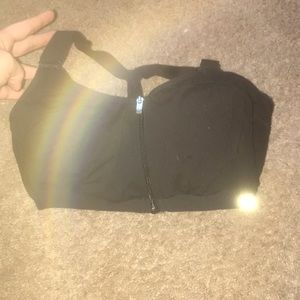 Black front opening sports bra
